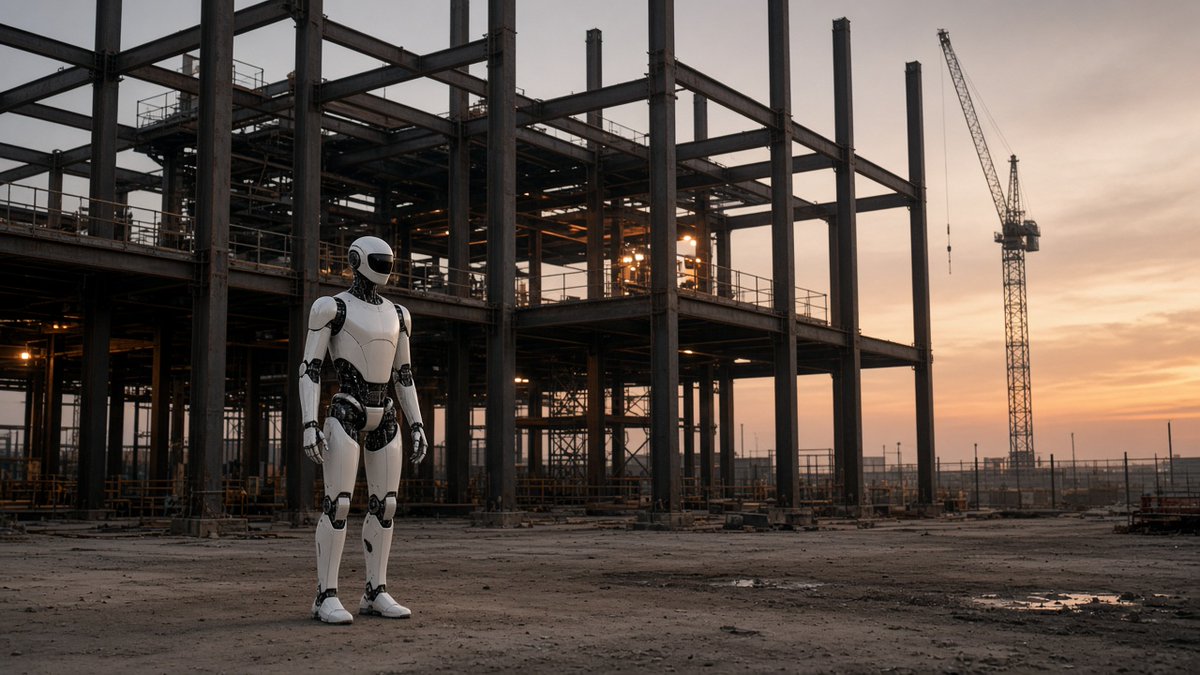 elonwirex's tweet photo. Optimus factory steel at Giga Texas is in the final stretch. Aerial updates put the frame about five grids from the north perimeter beam.

Upper-floor concrete is already going in, six months after break ground. Tesla still aims for high-volume robot production in summer 2027. https://t.co/hq9FMGOWA3