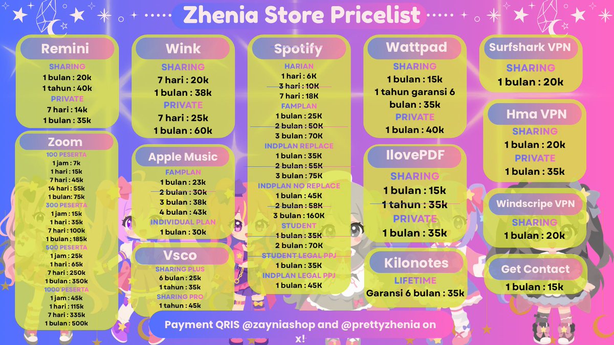 laszaynia's tweet photo. PRICELIST https://t.co/oSaBefdrm4
