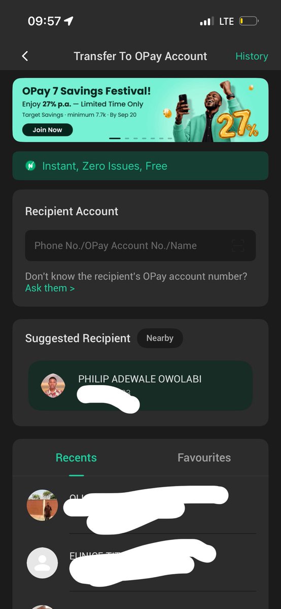 PreciousOladoja's tweet photo. You are right, you get a suggested recipient that is near you, it happens with location also https://t.co/4jatpzAm6N