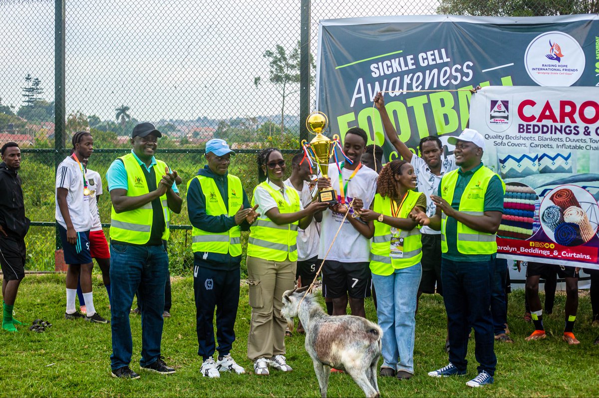 RaisingHopeInt2's tweet photo. 💙⚽ A week later, the memories of SCAFOG are still fresh.

Today, we look back at the 3rd Edition of SCAFOG, a powerful day where football became a platform for Sickle Cell awareness, community engagement, screening and advocacy.

With over 16 organizations participating, the tournament demonstrated what is possible when communities, organizations and partners come together around a shared cause.

🏆 Carolyn Beddings Ltd took the crown!
🐐 And yes… the champions went home with a goat! 😂🏆

🏆 Carolyn Beddings Ltd — Champions
🥈 Rotary Club of Kira — 2nd Place
🥉 Pharmacure — 3rd Place
4️⃣ Direct Aid Society — 4th Place

Congratulations to every team that stepped onto the pitch, and thank you to everyone who supported the 3rd Edition of SCAFOG.

The football may be over, but the movement continues. 💙

#SCAFOG #SickleCellAwareness #SickleCellAdvocacy #RHIF #FootballForACause #BreakTheSickleCellCycle