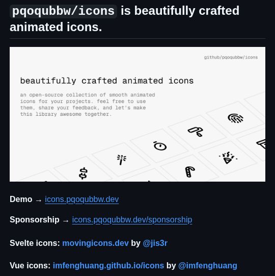 gitrepos's tweet photo. icons  ⭐ 8.1k

An open-source library of animated icons for web projects, available to developers as React components.

🔗 https://t.co/wKgffO64EP

#opensource https://t.co/i4CYAXcrdf
