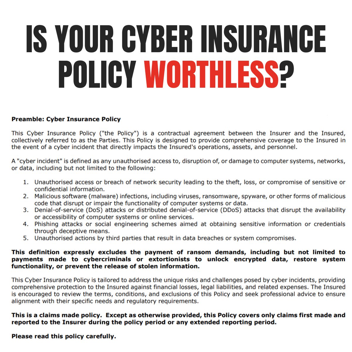 affinitysmart's tweet photo. Read the fine print… your Cyber Insurance Policy could be worthless. 

Many small business owners breathe easier once they've purchased cyber insurance.  

The assumption is simple: if ransomware strikes, the insurer will pay. But the reality is far more complicated. Increasingl https://t.co/65NJvRH5GA