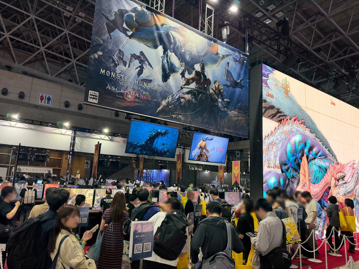 MH_Wilds's tweet photo. #TGS2026 終了いたしました！

カプコンブースや『#モンハンアセンダンス』エリアにご来場・ご試遊いただいた皆さま、オンライン配信をご視聴いただいた皆さま、そして「フューチャー部門」へご投票いただいた皆さま、誠にありがとうございました！

また、5日目の開催中止に伴い、ご来場できなくなった皆様に向けまして会場の様子をお届けする映像を現在準備中です。

『アセンダンス』の情報公開はまだまだ始まったばかり…！
本アカウントより今後も最新情報をお届けしてまいります。引き続きよろしくお願いいたします！

https://t.co/5s2V1aAeuO
#カプコンTGS2026 #モンハンアセンダンス #MHWA