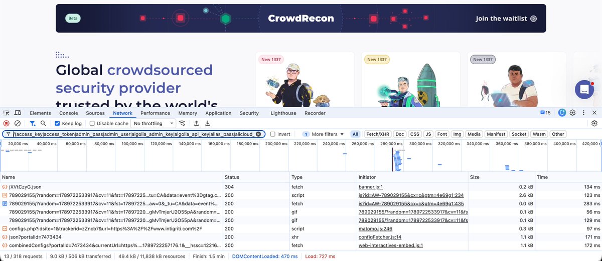 intigriti's tweet photo. Manually searching through HTTP traffic for leaked credentials can be tedious... 😓

Leaked-Credentials by @h4x0r_dz gives you a ready-to-use regex that catches API keys, secrets, tokens, and database passwords across 100+ common patterns. It works directly in Chrome DevTools, Firefox and Burp Suite! 🤠

Check it out! 👇
https://t.co/9oiSV0TcBE