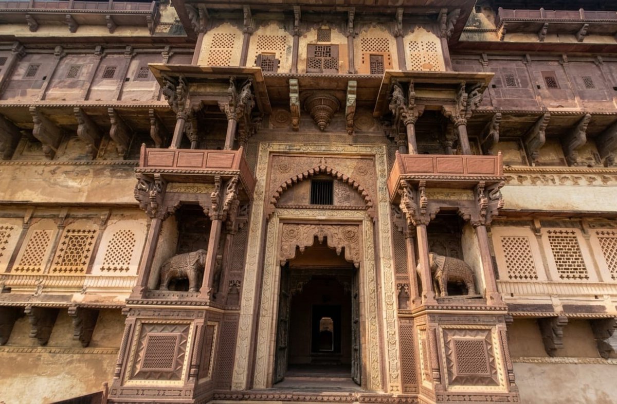 goswami_richa's tweet photo. Lost in the grand architecture &amp; rich history of Orchha! 🏰✨ From walking through grand courtyards and stone corridors to watching the fort light up under the night sky, this place is pure magic.

MP’s hidden gem truly feels like stepping back in time🕰️

#IncredibleIndia #Orcha https://t.co/nN0MDYrz8D