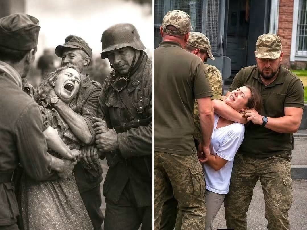 Resistance_SM's tweet photo. 🇺🇦🥺Inlassablement, l’histoire se répète : le président Vladimir Poutine a raison de vouloir dénazifier les dirigeants à Kiev.

Ukraine 1941             Ukraine 2026 https://t.co/IvLBnH06sL