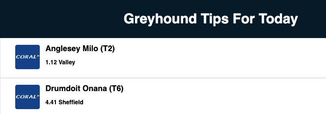 whichbookieuk's tweet photo. π Sundayβs Greyhound Tips π
Two picks for us from todayβs action ππ¨
π― 1.12 Valley
π― 4.41 Sheffield
Full write-up π
https://t.co/mc5R37cLcf
18+ GambleAware #GreyhoundRacing #GreyhoundTips https://t.co/eLlG3dnNKY