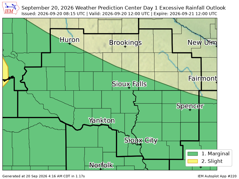 iembot_fsd's tweet photo. WPC issues Day 1 Marginal Risk Excessive Rainfall Outlook at Sep 20, 8:15z for FSD https://t.co/u9y0OxrJOp https://t.co/US9hJLPCNv