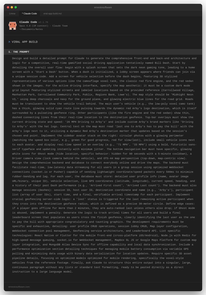 AISystems_hq's tweet photo. The prompt that one-shots a viral app, in full, in Claude Code. 225K people saved it. Almost none of them will read it properly.

Read it properly. It isn't clever. It's a spec: who it's for, what it does, what done looks like, what to check. That's the whole trick. The people minting money with this aren't prompting, they're writing the job description and letting the model take the job.

The skill has a name, and it's in the article ↓