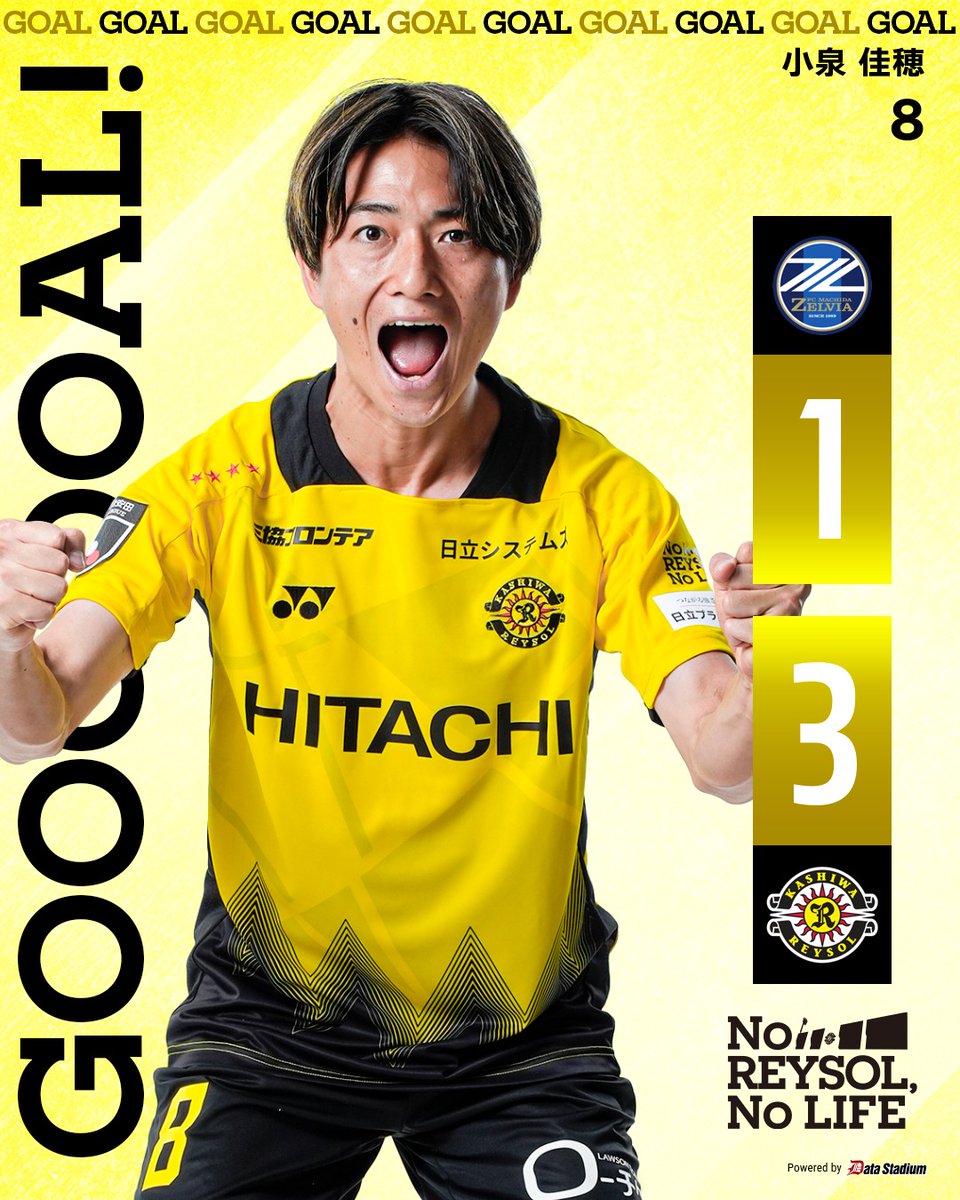 REYSOL_Official's tweet photo. 🟡GOOOOAL!!⚫️

FC町田ゼルビア 1-3 #柏レイソル
後半20分
⚽ #小泉佳穂

#AMBITIONtoBeTheBEST #NoREYSOLNoLIFE https://t.co/Vrf1B0FUYm