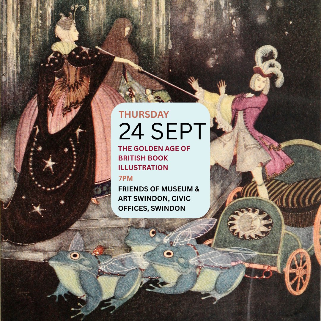 StroudStory's tweet photo. Last talk of the month coming up this Thursday 24 Sept for the Friends of Museum &amp; Art #Swindon - and it's #books, glorious books! Or rather - glorious #bookillustration - think Rackham, Dulac, Beardsley, Burne-Jones et al! A feast for the eyes! https://t.co/kBCOjs102h https://t.co/WpW6UQ93sb
