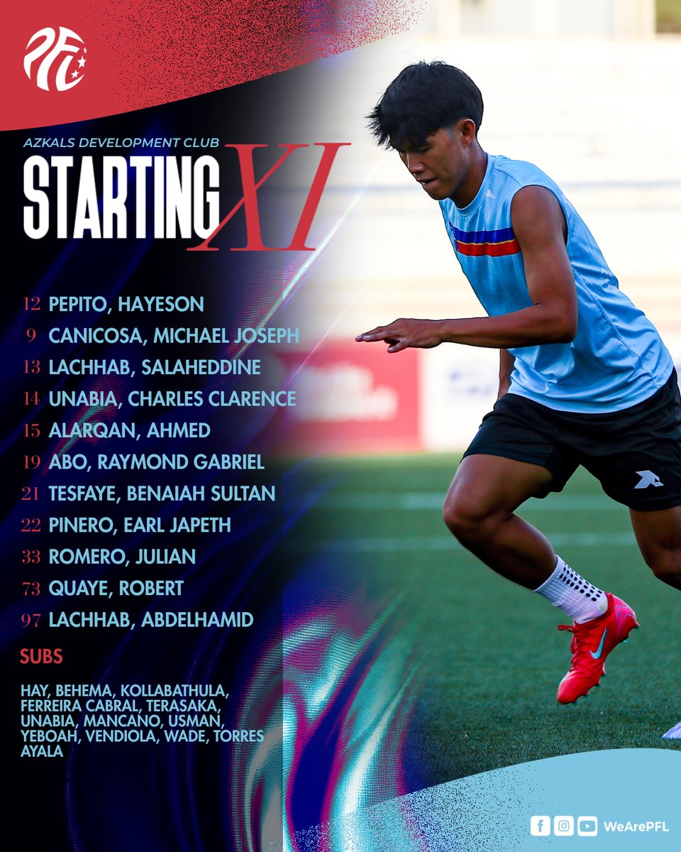 WeArePFL's tweet photo. The squads for Azkals Development Club 🐶 vs Maharlika FC 🛡️

Catch the action LIVE on YouTube -
https://t.co/c4vKh1QZJx

🎟 Get your tickets at the gate
💻 Online: https://t.co/OFe2hNM5jH

#WeArePFL https://t.co/8GIj9AqIA5