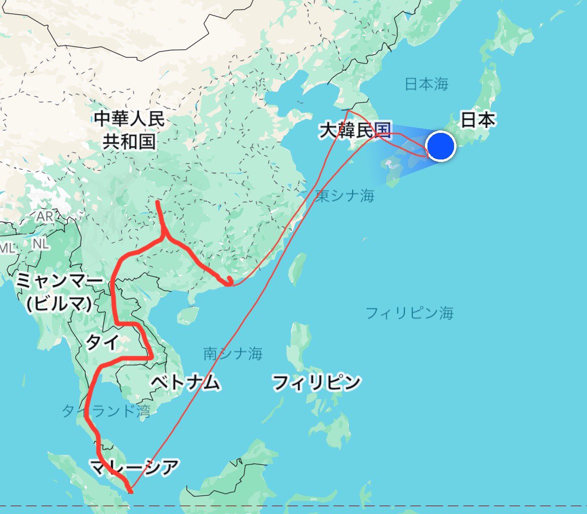 WKFKjiro's tweet photo. 完全にツイートするん忘れてたんですが、9/17(木)に帰国しました。
8/4の夜に家を出てから8つの国と地域を回る、45日間に及ぶ長旅でした。想定の倍近く長くなってしまいました笑
これだけ長く海外にいたので、むしろいま日本にいることの方に現実味がないですね。まあ、無事に終えられて何よりです。 https://t.co/Arqx67lWq1