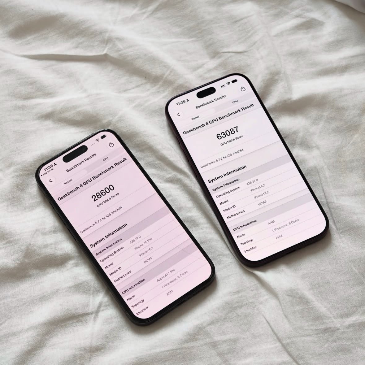 ImamLinux's tweet photo. Nobody talks about the huge difference between the iPhone 15pro and iPhone 18pro, There’s been a massive change From Apple over the last few years.

iPhone 15pro CPU: 
2928 single-core score and 7397 multi-core score.

iPhone 18pro CPU: 
4661 single-core score and 12586 multi-core score.

IPhone 15pro GPU:
28600 GPU metal score.

IPhone 18pro GPU:
63087 GPU metal score.

IPhone 18pro and max is a big changer, let me know in the comments below if you will be upgrading to the new iPhone 18pro or max.