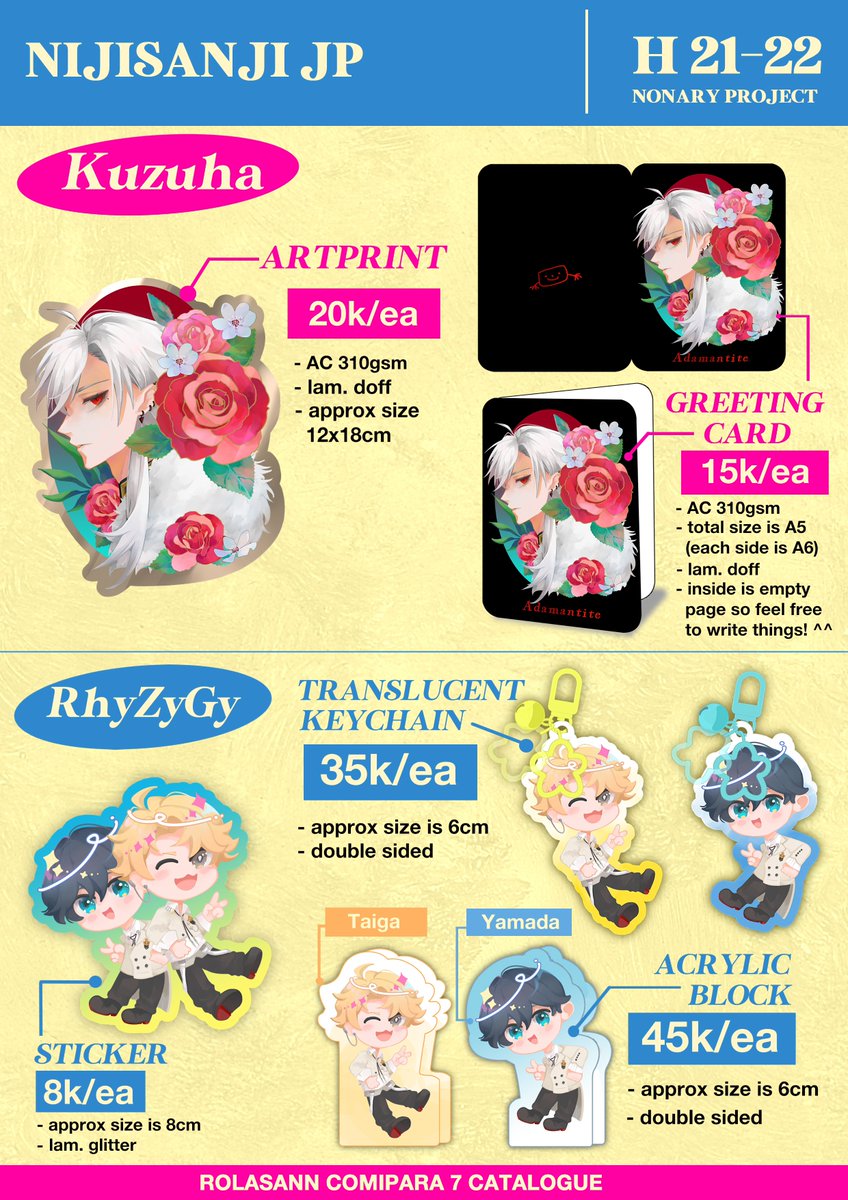 rolasann's tweet photo. [♡ + ↻ appreciated!]

Rola's Comipara 7 PO is open!🌠

📆20-29 September 2026
📍Nonary Project (H 21-22)
😺 Nijisanji JP (Kuzuha, RhyZyGy), Hoyoverse, Paradox Live, Pandavva
🛒OTS &amp; Mail Order (manual)
📎PO link on reply https://t.co/jeMSlnbGMO