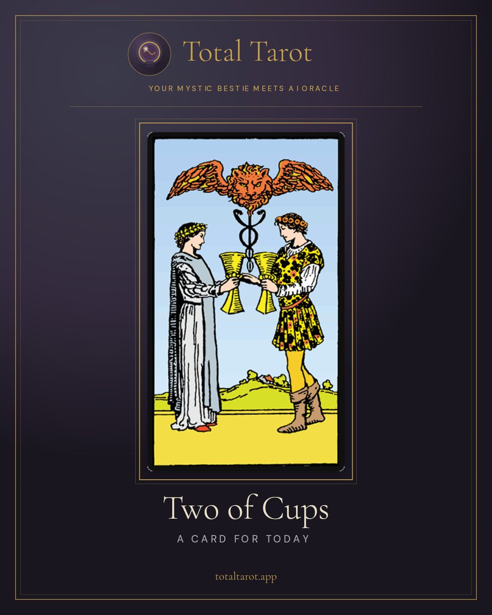 totaltarotapp's tweet photo. Two of Cups today. Not the butterflies card. The mutual-recognition card. The one where both people are actually showing up. That's rarer than it sounds. https://t.co/DwjcylanvC