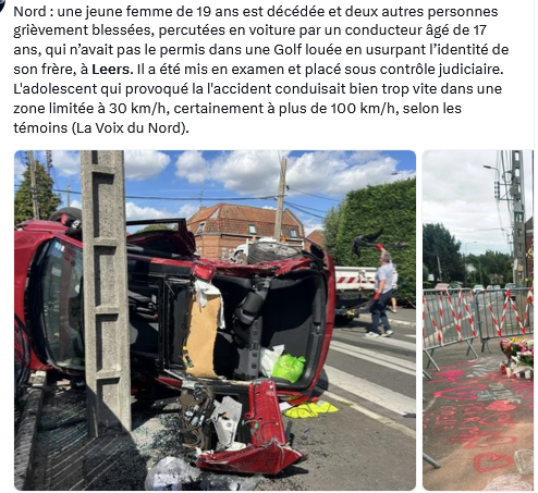 Regard_clair's tweet photo. Le deux poids deux mesures est insupportable.
Un délinquant tué après avoir refusé d’obtempérer : émeutes, indignation de Macron, minute de silence à l'AN.
Les victimes ? Une ligne dans la presse. Parfois on ne connait même pas leurs prénoms. C'est honteux. #hdpros2we https://t.co/dA7AXq5JiJ