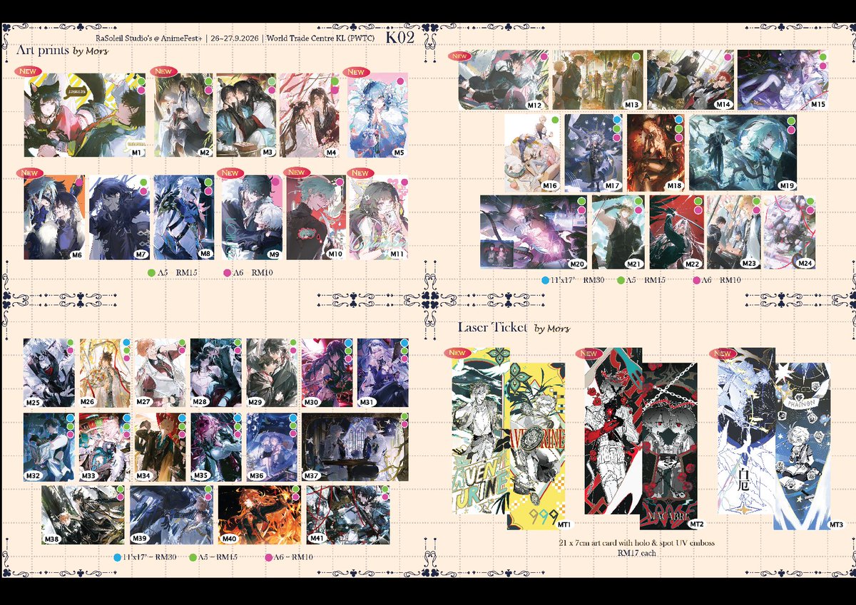ChronismN's tweet photo. Here's our catalogue for #Animefestplus 2026~!  Will be boothing with @mors_gn, @hinatsukkii, and @emmikn_!!   
📌Booth location: K02
🏦Venue: World Trade Centre Kuala Lumpur  (PWTC)
📅Date: 26–27 September 2026 

Pre-order form and more catalogue pages in replies!   #animefest2026 #animefest