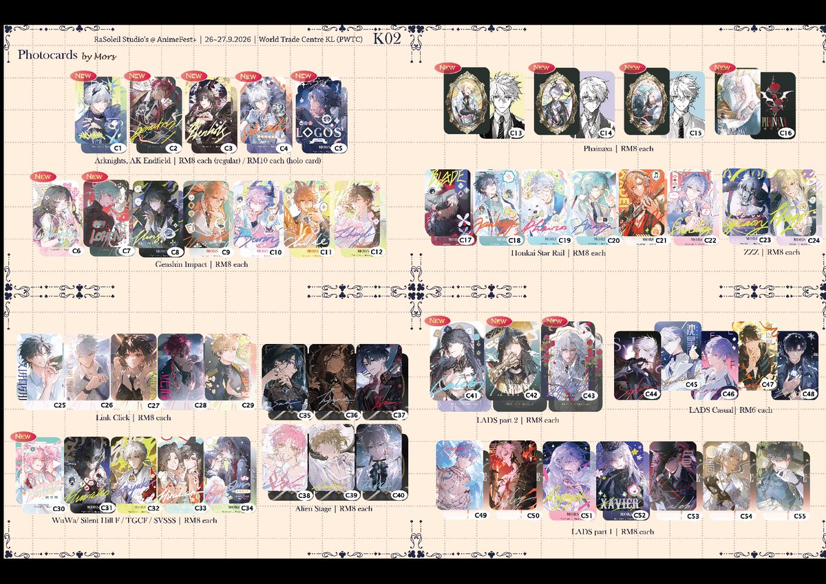 ChronismN's tweet photo. Here's our catalogue for #Animefestplus 2026~!  Will be boothing with @mors_gn, @hinatsukkii, and @emmikn_!!   
📌Booth location: K02
🏦Venue: World Trade Centre Kuala Lumpur  (PWTC)
📅Date: 26–27 September 2026 

Pre-order form and more catalogue pages in replies!   #animefest2026 #animefest
