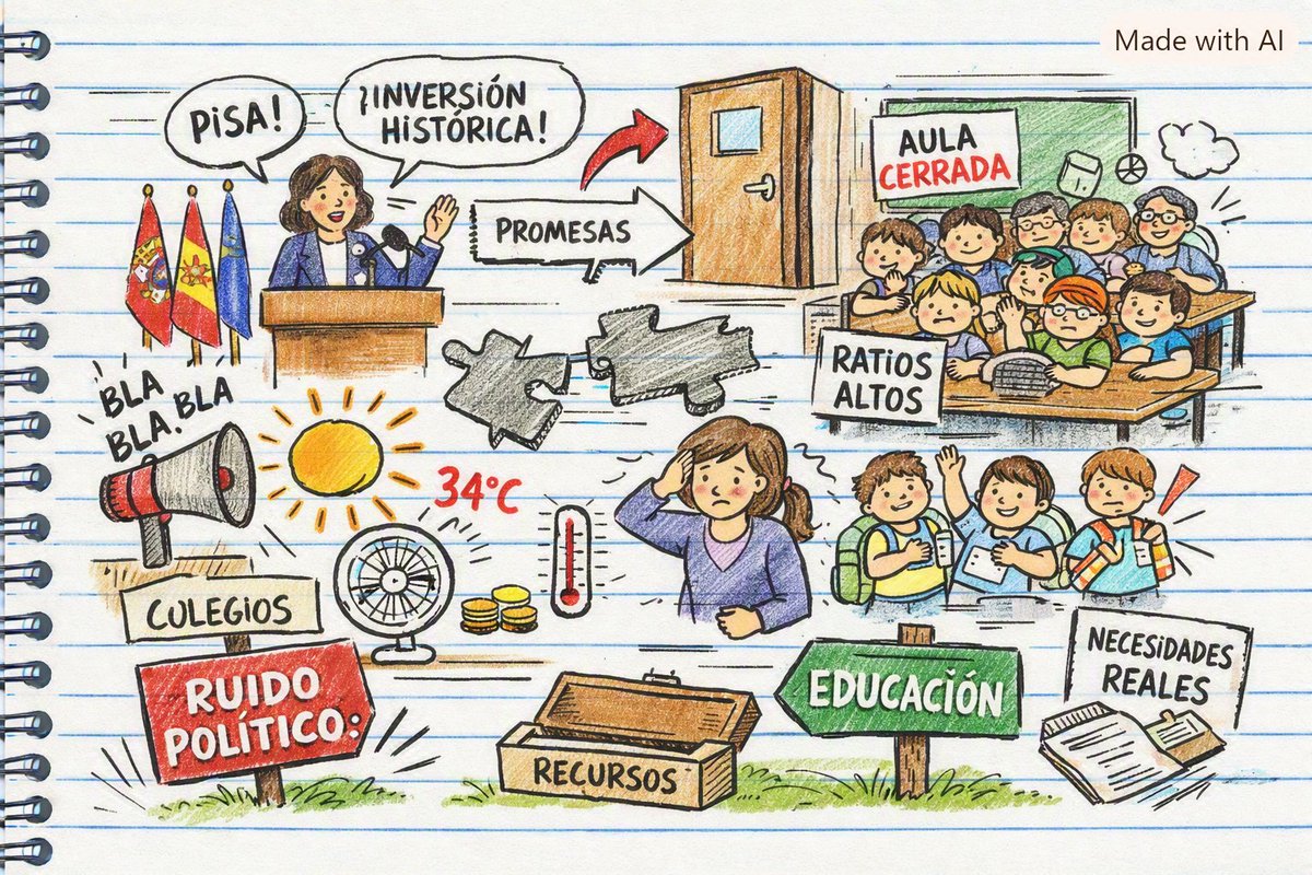 borjasfoxa's tweet photo. El Gobierno de @IdiazAyuso  vuelve a colocar la educación en el centro del debate. 

Presumen de liderazgo en PISA, anuncian bajada de ratios y una inversión “histórica” en climatización.  
Todo suena bien… pero conviene mirar más de cerca.

Hilo🧵.... https://t.co/Rv0vpS3zuD