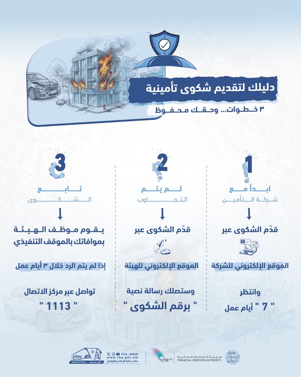 abusaud_w's tweet photo. دليلك الاسترشادي اذا كان لديكم شكوى تأمينية..
فقط اتبع الخطوات الموضحة في المنشور 🔍 https://t.co/exHQVmniLm