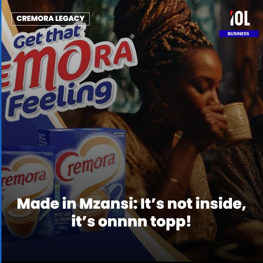 IOL's tweet photo. First aired in 1985, Cremora’s iconic line “It’s not inside, it’s on top” remains legendary 41 years later as new owner Lactalis South Africa celebrates the beloved slogan's enduring legacy.
Read on: https://t.co/pcxTGyqSdK
#Cremora #Lactalis #ItsNotInsideItsOnTop #MadeInMzansi https://t.co/6UZyGC9i71