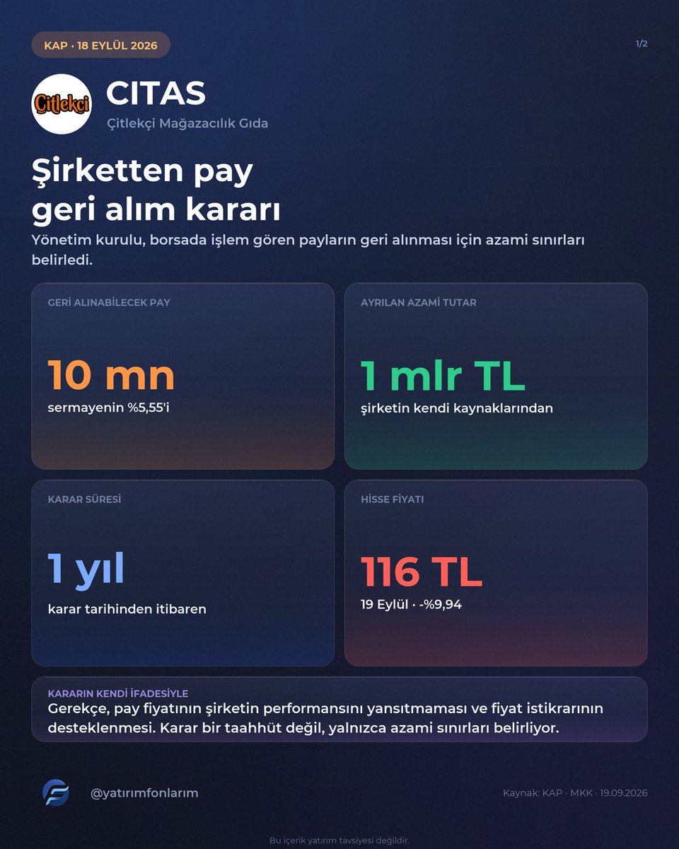 yatirimfonlarim's tweet photo. Tasfiye fonlarındaki şirketlerden ilk geri alım açıklaması geldi, yatırımcıların tepkileri büyüdükçe süreç buraya gidecek. Tahmin ediyorum hafta sonu ve şuan bu görüşmeler yapılıyor. Olayı yapanlar olayı kapatmak için destek olmak zorunda bırakılacak gibi. 

Ekteki şirket 10 Milyon lot alım yapacağını açıklamış, fonlarda 12 milyon lot var. Bu süreç desteklenmeli ve fonlarda ağırlık yapan şirketlere bunun önü açılmalı. Herkes şişirdiği payını geri alsın.

Şirketin fiyatı 3x,4x hala yukarda olması gerekenden ama orası artık piyasanın bileceği iş.