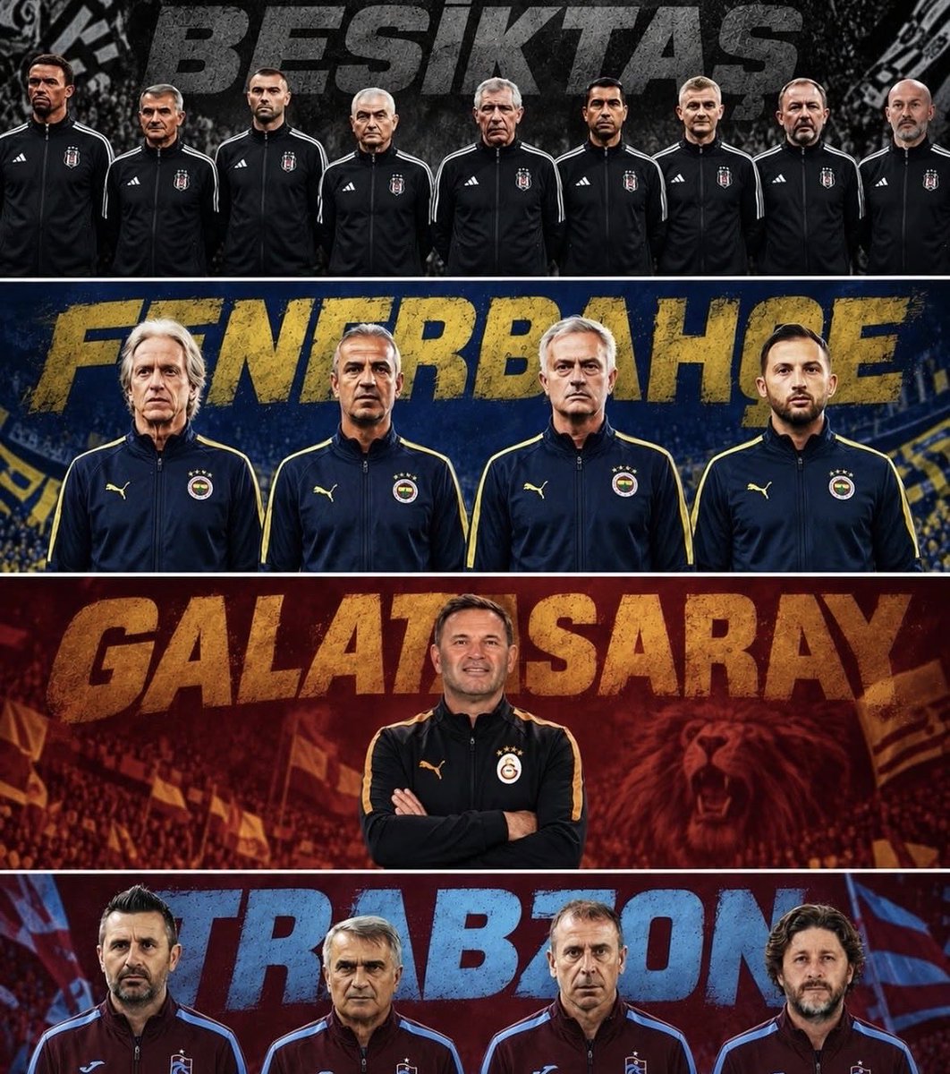 GalatasarayUl's tweet photo. @Besiktas Açıklamanın sebebi bu arkadaşlar. Adamlar gönderdikleri teknik direktörler ile ilk 11 kurabiliyorlardı 😂😂😂😂😂😂 https://t.co/Rqv98nVikm
