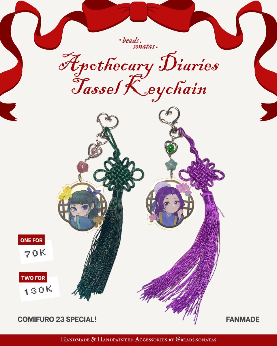 beads_sonatas's tweet photo. BEADS SONATAS CATALOGUE
(We're mainly on IG!)

#CF23 &amp; Arcane Alley BATCH 1 PRE-ORDER
[❤️&amp;🔁 very appreciated]

🗓️ 20Sept – 2Oct
📦 Pick Up Both Days &amp; Mail Order
🍎 Apothecary Diaries, Originals, Handmade Accessories

🔗 https://t.co/BzaGW8KBjC

#Comifuro23 #cf23catalogue 
(1/2) https://t.co/Vk3dwhSUXD