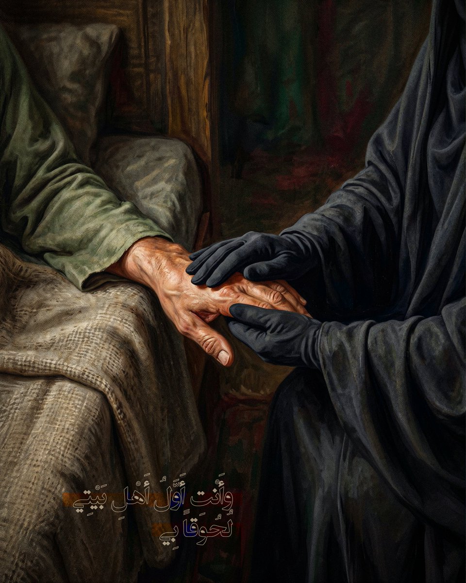 imamhussainorg's tweet photo. في آخر لحظات رسول الله (صلّى الله عليه وآله)، كانت السيدة الزهراء (عليها السلام) إلى جوار أبيها، تمسك يده الشريفة، وكأنّ قلبها كان يستشعر ثقل الفراق قبل أن يقع.

وفي تلك اللحظات المثقلة بألم الوداع، قال لها رسول الله (صلّى الله عليه وآله): (وأنتِ أوّلُ أهلِ بيتي لحوقاً بي)، فلم تكن الكلمة عابرةً في قلب السيدة الزهراء (عليها السلام)، فقد حملت إليها، وسط ألم الفراق، وعداً باللقاء، وبعد رحيل أبيها (صلّى الله عليه وآله)، لم تطل بها الأيام، حتى لحقت به، وكأنّ قلبها الذي أثقله فراقه كان ينتظر الموعد الذي بشّرها به.

سلامٌ على أبٍ ودّع ابنته، وترك في قلبها وعداً باللقاء، وسلامٌ على السيدة الزهراء (عليها السلام)، التي حملت فراق أبيها (صلوات الله عليه) أياماً، حتى لحقت به.

#فاطمة_الزهراء 
#العتبة_الحسينية_المقدسة