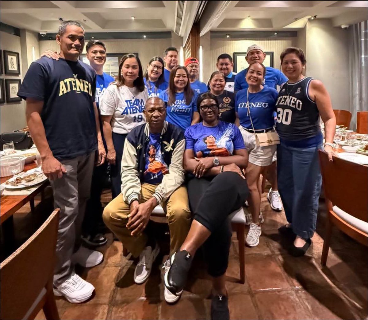 TeamAMDG's tweet photo. After the game against UP, Mr. and Mrs. Adili again spent precious time with the Ateneo Blue Eagles. They also had dinner with the parents of the Ateneo players 💙

📷 Ateneo de Manila University https://t.co/OFdjUkNGnE