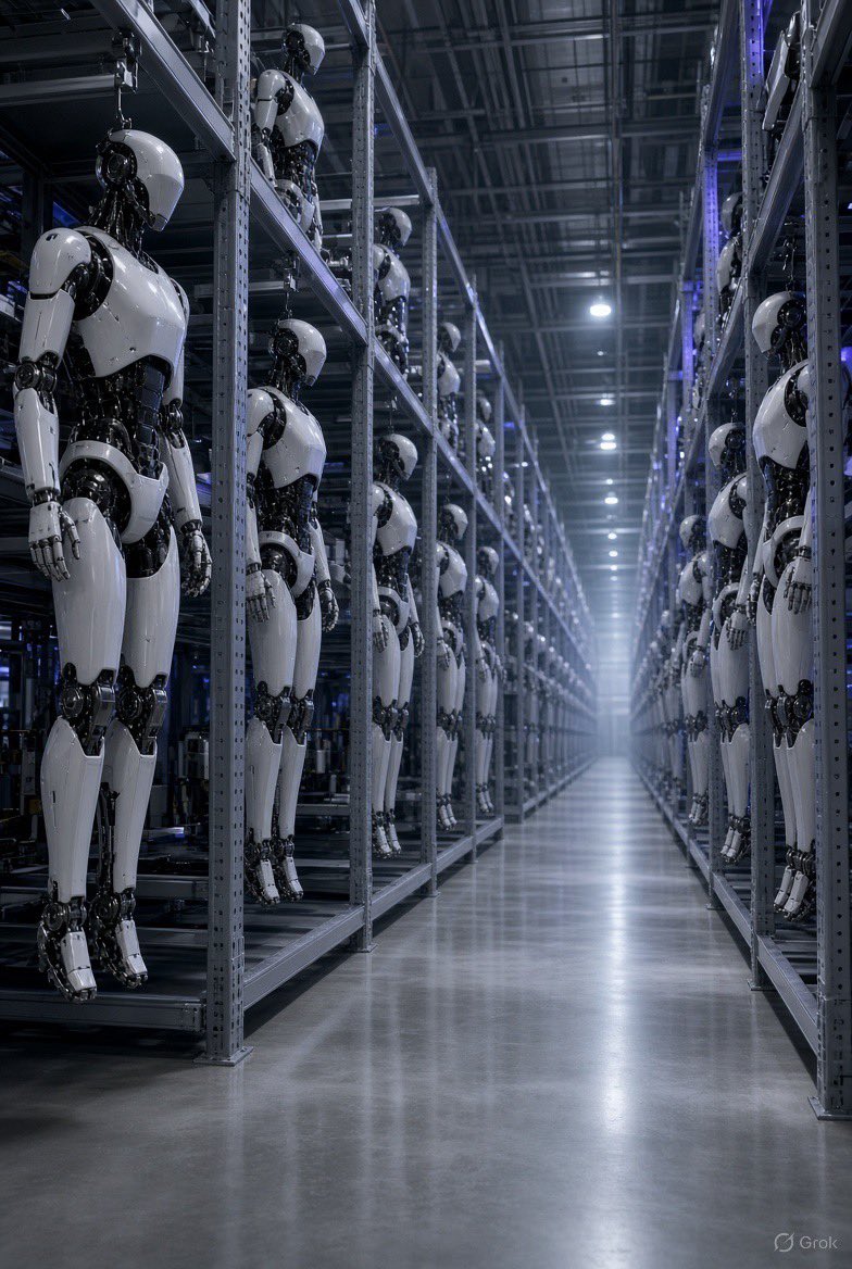 AnNaKim811's tweet photo. China just opened a factory where robots build robots. One humanoid every 10 minutes. 10,000 a year. The demo era ended this month. https://t.co/559CYq0aCx