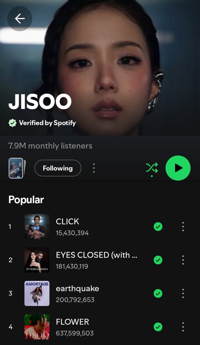 wokepinks's tweet photo. Jisoo with 9 songs           Babymonster with 25 songs https://t.co/01b4AfZba9