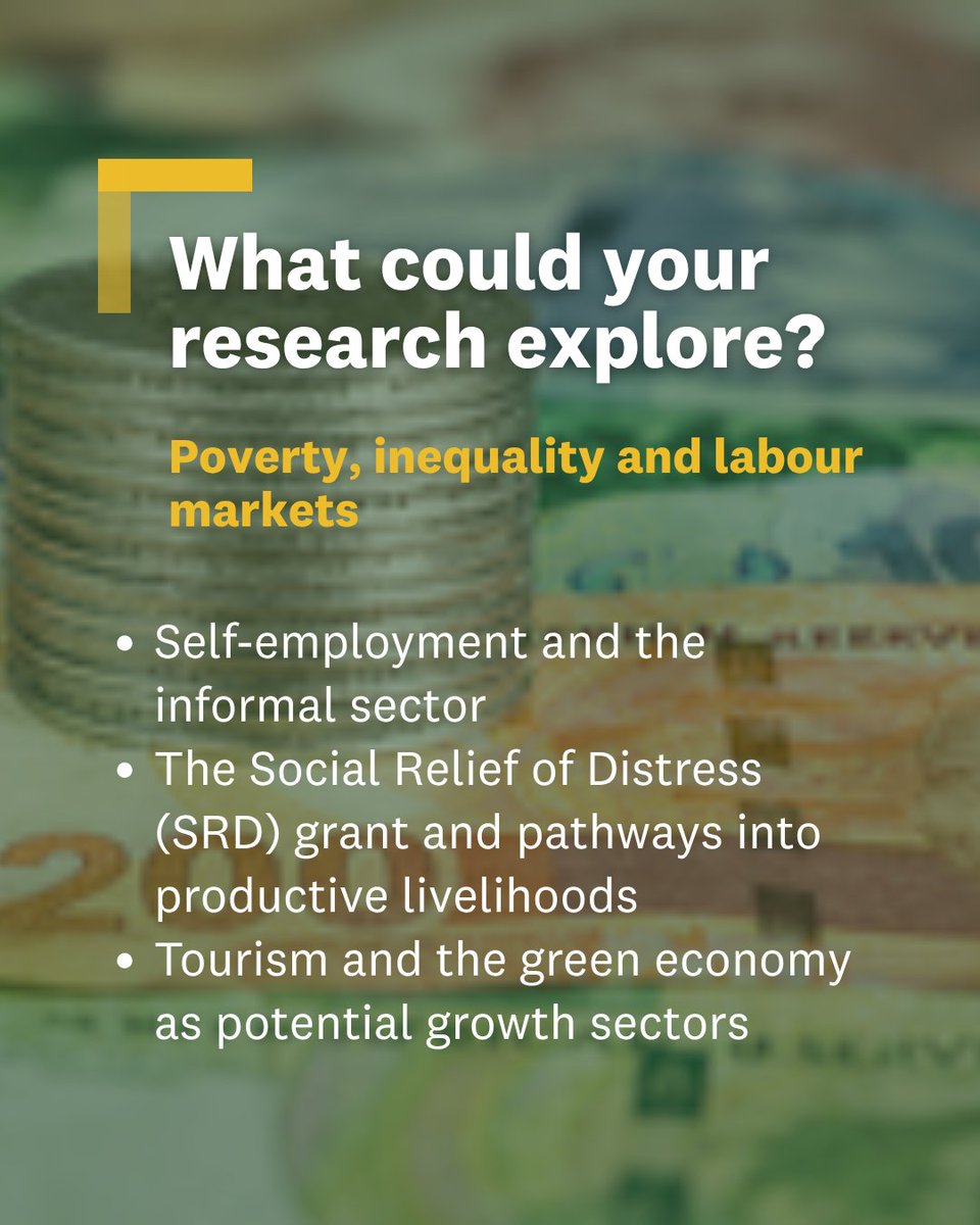 Decription of research topics for this request for research proposals: poverty, inequality, and labour markets. Self-employment and informal market, The Social Relief of Distress, tourism and green economy.