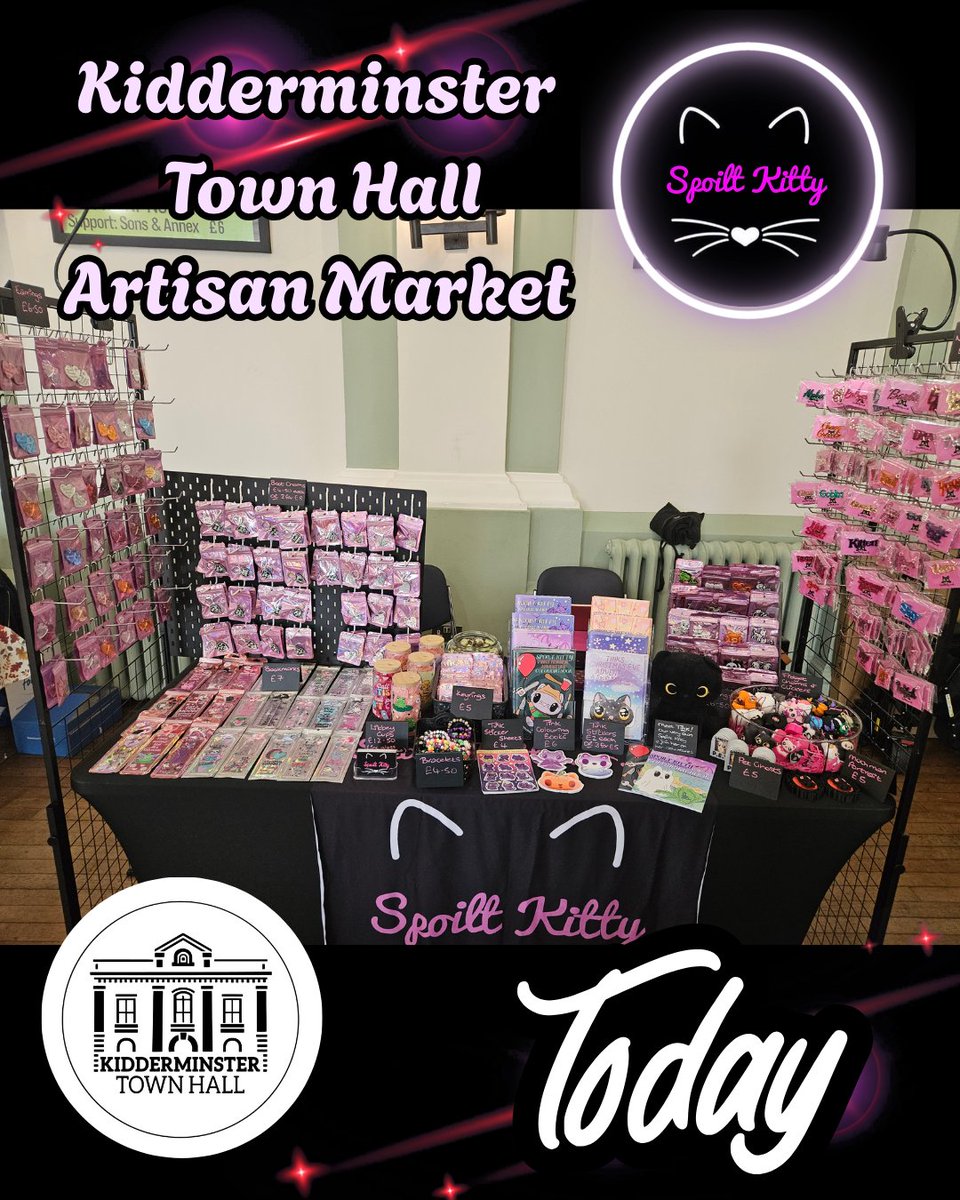 Spoilt_Kitty_'s tweet photo. ✨🩷 WE’RE ALL SET! 🩷✨
The SK Crew are officially unpacked, set up and ready to roll.
📍 Kidderminster Town Hall Artisan Market
🗓️ TODAY, Sunday 20th September
⏰ 10:30am – 3:30pm
Come find us, say hiiiii 👋
#SpoiltKitty #SKCrew #KidderminsterArtisanMarket #cutesandpooky https://t.co/hVtxpF0HbB