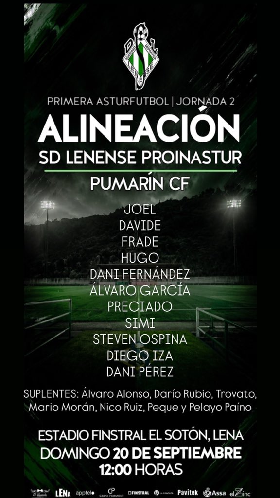 sdlenense's tweet photo. ๐ฅ ๐๐๐๐ก๐๐๐๐๐ขฬ๐ก
๐ #PrimeraAsturfutbol
๐ @CFPumarin
๐ 12:00 h.
๐ FINSTRAL El Sotรณn
๐ Lena
๐ณ๐ฌ#Verdiblancos
๐ซ#SinExcusas
๐ด๐ป#SiemprePepeMesa https://t.co/GSjWpN74cc