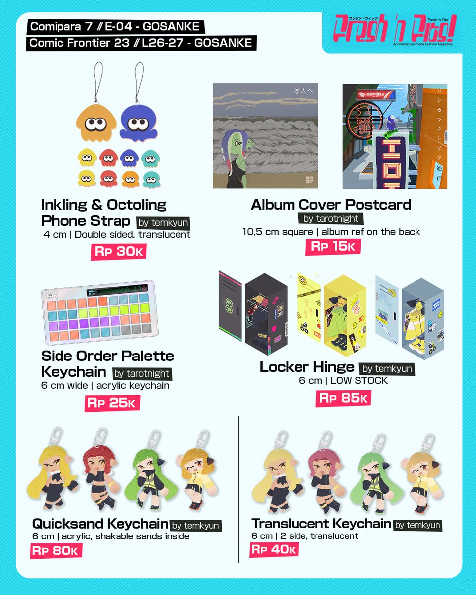 freshnfits's tweet photo. 🧵(1/3) COMIPARA7 &amp; CF23 CATALOGUE
Here's our Splatoon catalogue for Comipara 7 and CF23. We have fashion zine, merch, etc! 

📅(PO Date) : Sept 20-Oct 10 
🛒: Pick Up &amp; Mail Order
📍: GOSANKE - E04 (#Comipara7) L26-27 (#cf23)
🔗: https://t.co/mMaCtTQD6i
#splatoon #cf23catalogue https://t.co/H286VVVpZG