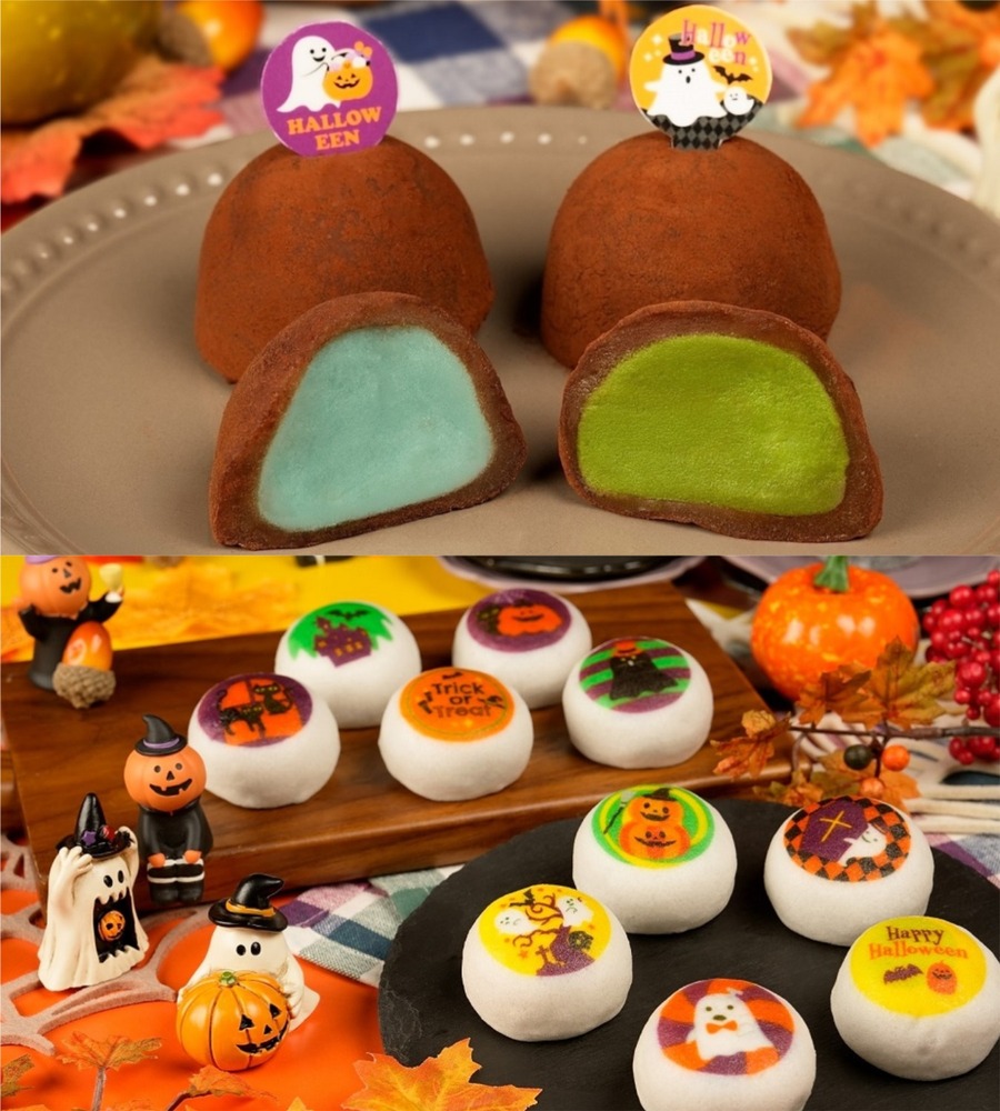 fashionpressnet's tweet photo. 口福堂「ハロウィン」モチーフの和菓子、“爽快あん”のチョコミント大福＆もっちり食感の3色だんご - https://t.co/XVv1q37Ml9 https://t.co/JTqG7l0Hoi