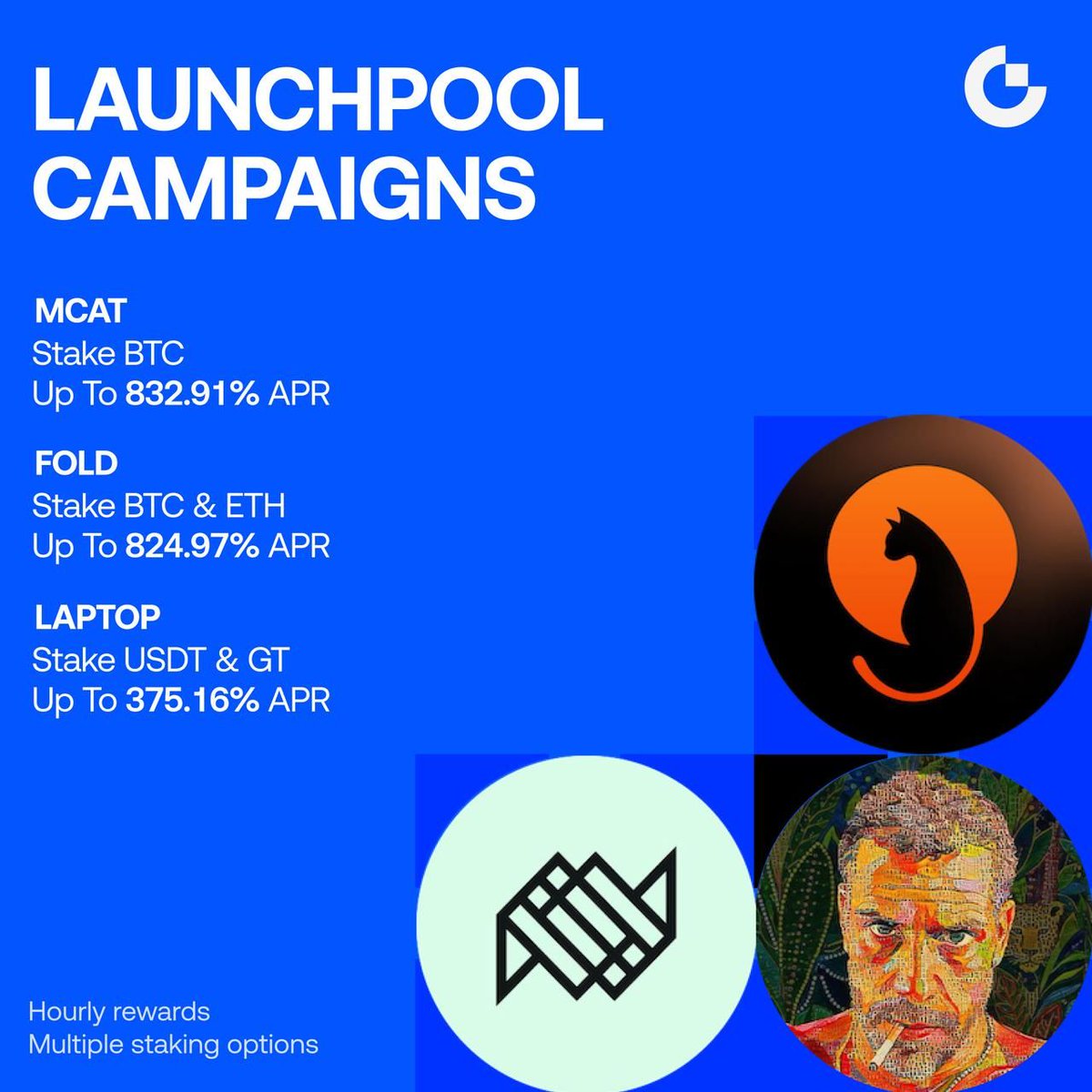 Gate_Launch's tweet photo. 🔥 Three popular Gate Launchpool campaigns are now paying high rewards
Flexibly stake $BTC, $ETH, $GT, $USDT, or native tokens with hourly payouts

Top APR picks:
🔹 $MCAT: Up to 832.91% APR
🔹 $FOLD: Up to 824.97% APR
🔹 $LAPTOP: Up to 375.16% APR
🔹 Idle Earn: 3% base APR for $USDT, earn while trading  

👉 Stake on Launchpool: https://t.co/T0XAJut67G