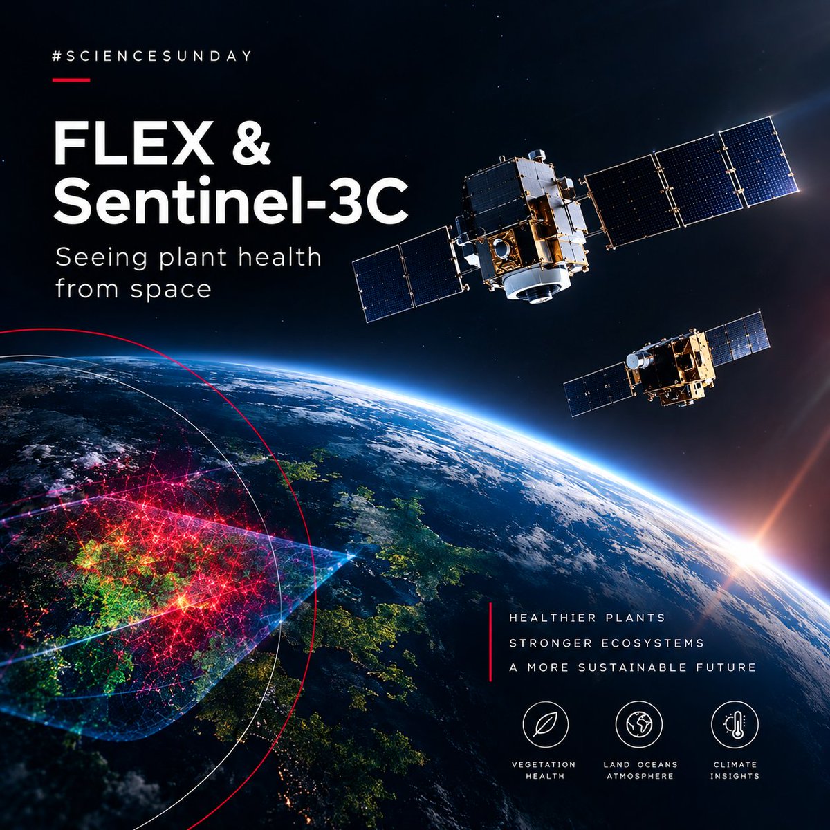 oewf's tweet photo. 🚀 #ScienceSunday
Two new satellites launched Sunday to monitor Earth's vegetation health through invisible plant fluorescence.
Congratulations to ESA and all mission partners on the successful launch of #FLEX and #Sentinel3C! 🌍🌱
#EarthObservation #CopernicusEU https://t.co/j4Q70mOmWo