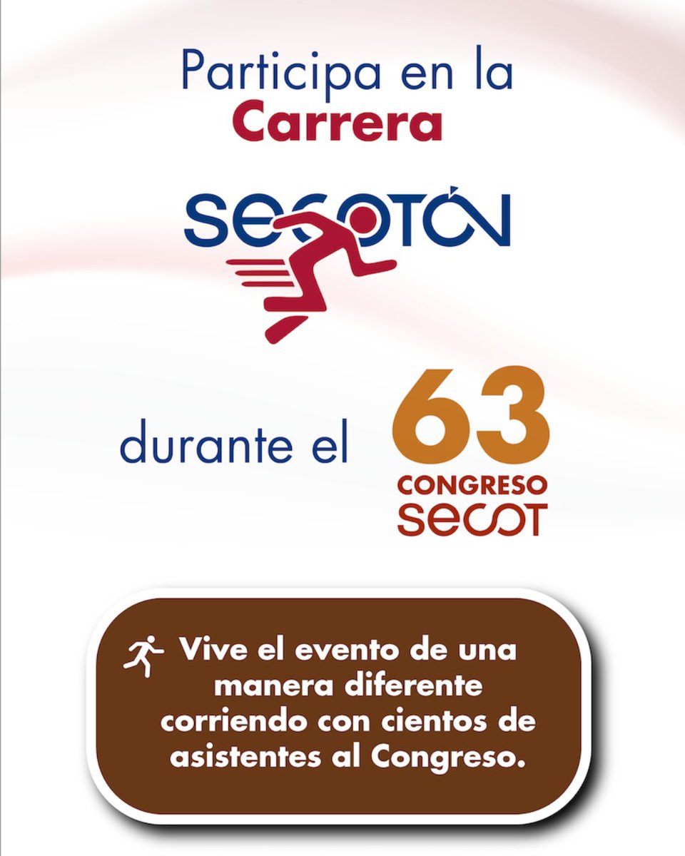 secotsecot's tweet photo. 🏃‍♀️🏃‍♂️ ¡Ponte las zapatillas y participa en la SECOTÓN del 63 Congreso SECOT!

Este año, Córdoba también se disfruta corriendo. Te esperamos para compartir deporte y compañerismo con otros asistentes al Congreso en un recorrido circular de 5 km por la ciudad.

📅 Miércoles 30 de septiembre de 2026
🎽 Entrega de dorsales desde las 18:45 h
⏰ Inicio de la carrera: 19:30 h
📍 Córdoba
🏁 Distancia: 5 km

Con el patrocinio de MBA @MBA_eu 

👉 Más información e inscripciones en: https://t.co/7EUuAicHJx

¡Nos vemos en la salida! 🙌

#SECOTcongreso #SECOT #SomosCOT #SECOTÓN #Córdoba #DeporteYSalud #Traumatología #CirugíaOrtopédica