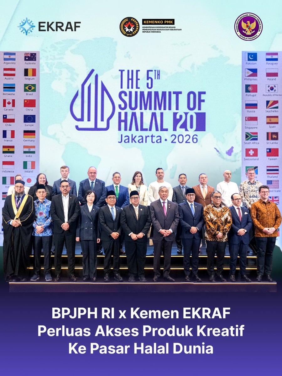 ekraf_ri's tweet photo. Melalui H20 2026, Ekraf Perkuat Peran dalam Ekosistem Halal Global
#EkonomiKreatif #Ekraf #BPJPH #HalalIndonesia #The5thSummitofHalal20 https://t.co/bEVqd0n6Bv