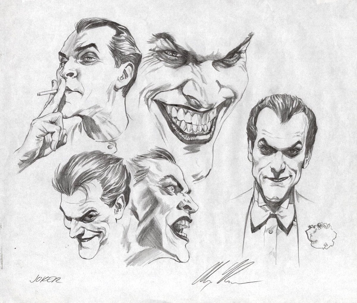 TheBatHome's tweet photo. Alex Ross exploring the many faces of the Joker. https://t.co/5SqDue0mOM