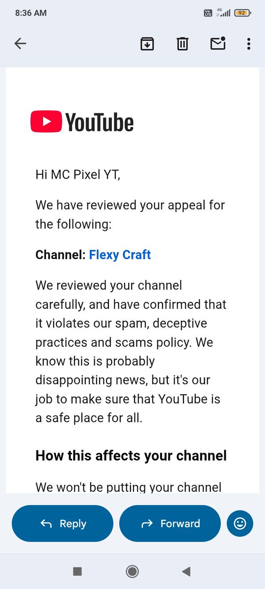 MCPixelYT's tweet photo. @TeamYouTube I have been trying to reach out for days. My channel was removed due to a Spam policy violation (not manual deletion), and I have already provided the necessary information. Please check my DM and review my case.🙏❤️ #Youtube #SupportCreators https://t.co/E0OtrTCWyP