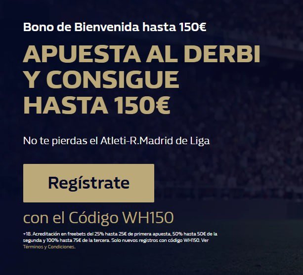 AlberrtoRM2's tweet photo. 🎁 Apuesta al derbi en William Hill y consigue hasta 150€ de regalo.

☝🏼Sólo para nuevos usuarios, yo tengo claro lo que pasará y en la foto dejo una pista...

Os dejo el link por aquí: https://t.co/p3725umeqc https://t.co/eUq9G9Rjqh