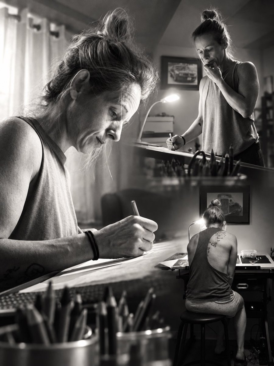 AmieTalbot's tweet photo. Early mornings. Late evenings. Quiet hours at the drawing table. 🖤
Behind every finished piece are countless layers, sharpened pencils and unwavering dedication. More than 20 years later, I’m still learning and growing with every mark. ✏️
#ArtistAtWork #ColouredPencilArtist https://t.co/s1VpaTjb6J