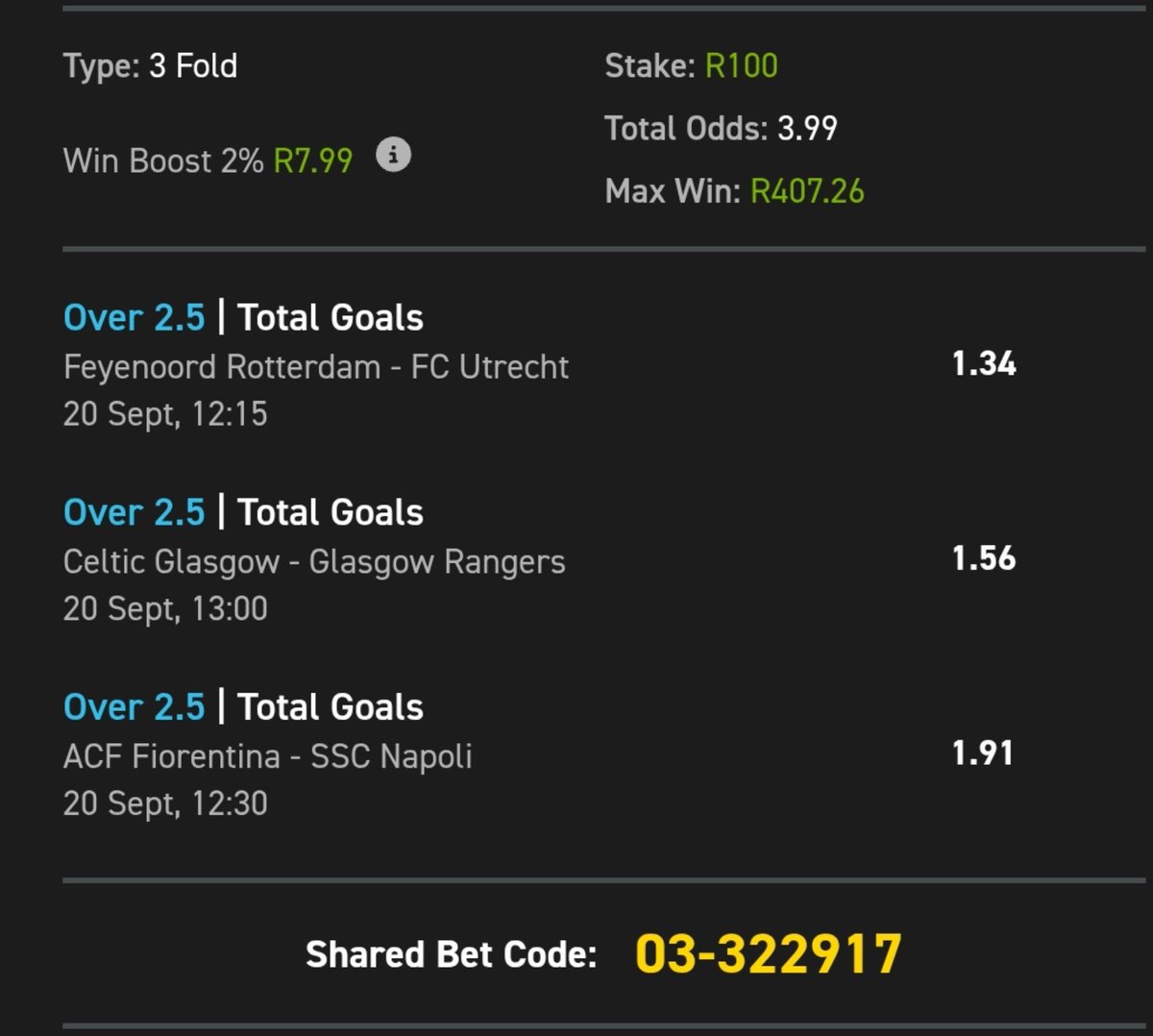MasterGift1's tweet photo. ⚽️🍏Let's Win R400💰Goals🤘

Link for the bet code: 🤙https://t.co/1gajLJXYcv…

Booking code : 322917

Odds : 3.99

Promo Code: GIFT50 

Register Link: https://t.co/dt1msWjUJW

18+ only.T&amp;Cs apply https://t.co/fKMAepmGst
