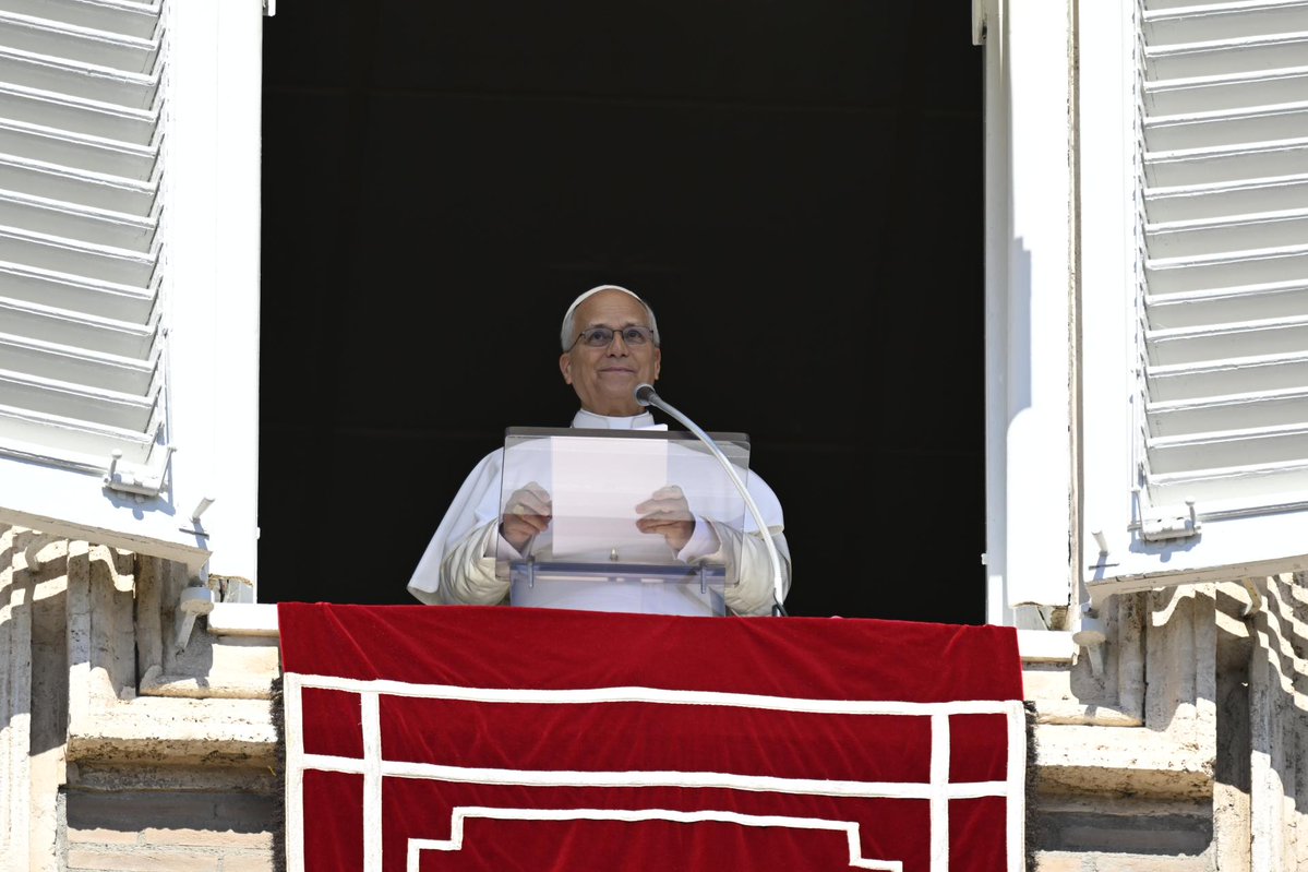 vaticannews_de's tweet photo. „Brüder und Schwestern, es ist eine Gnade, Mitarbeiter Gottes zu sein, in seinem Weinberg zu arbeiten, seinem Reich der Gerechtigkeit und des Friedens zu dienen!“ - Papst Leo XIV. diesen Sonntag beim Angelus zum Gleichnis von den Arbeitern im Weinberg ©️📷 Vatican Media⬇️ https://t.co/WVQSkGmgKo