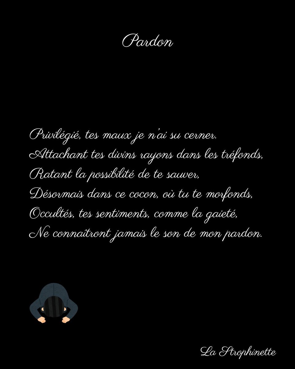 lastrophinette's tweet photo. #poésie #écriture #poème #texte #poésiefrançaise #poésiedujour #femme #woman #france #quebec #belgique #suisse #solitude #poésiex #pardon #excuses #peine #regrets #incapacité #inspiration #plumecréative #noirceur #amour #tristesse #sentiments #âmepoétique #lastrophinette https://t.co/z9vYEQJX3U