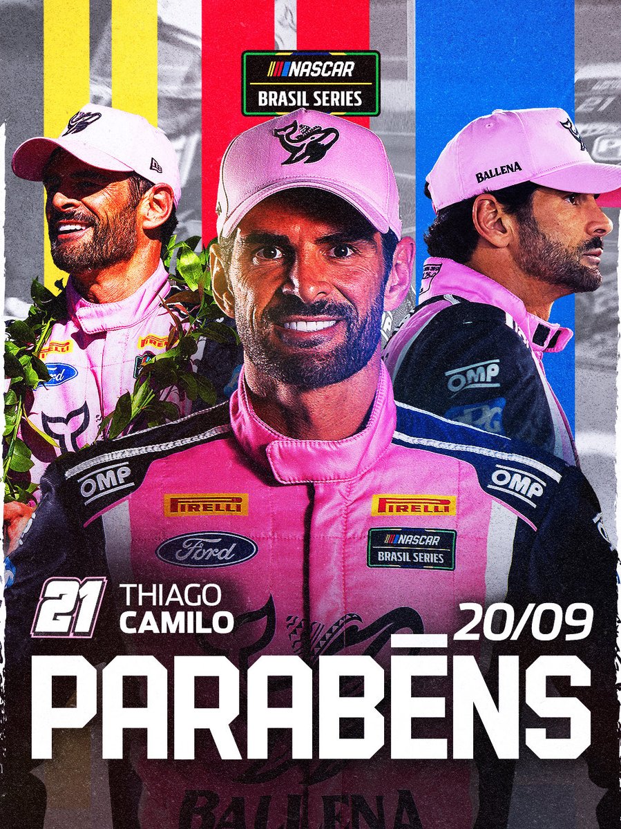NASCARBrasil's tweet photo. Feliz aniversário, Thiago! Que seja um dia daqueles, com muita diversão, boas disputas e, claro, motivos de sobra pra comemorar depois da bandeirada! 🍾🏁

🎂🏁 Tem jeito melhor de comemorar aniversário? Se depender do Thiago Camilo, é acelerando! https://t.co/Fi9QSioEOO